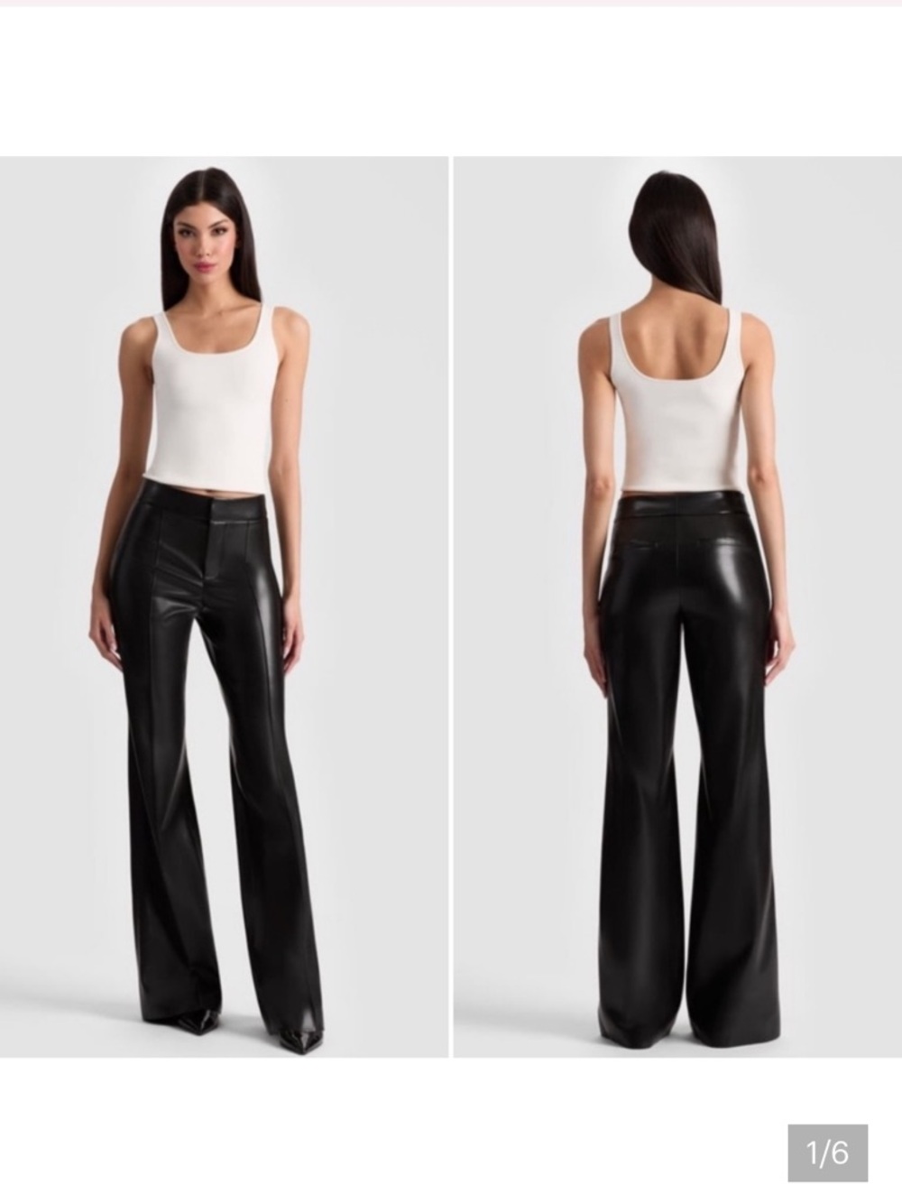 Alice + Olivia Black Faux Leather Wide-Leg Trousers